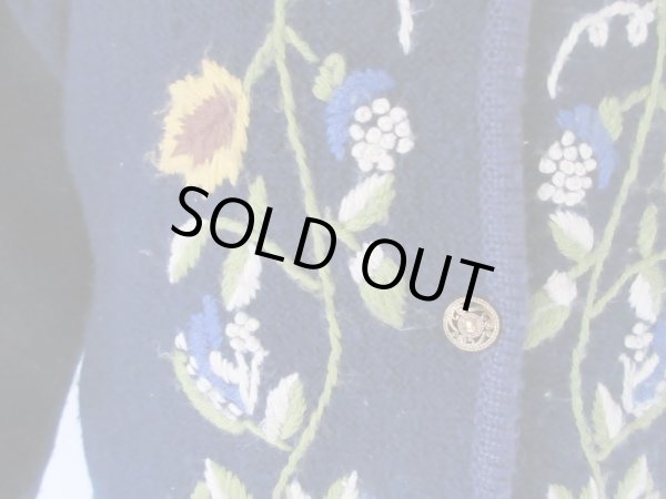 画像8: 刺繍のネイビーニットカーディガン (8)