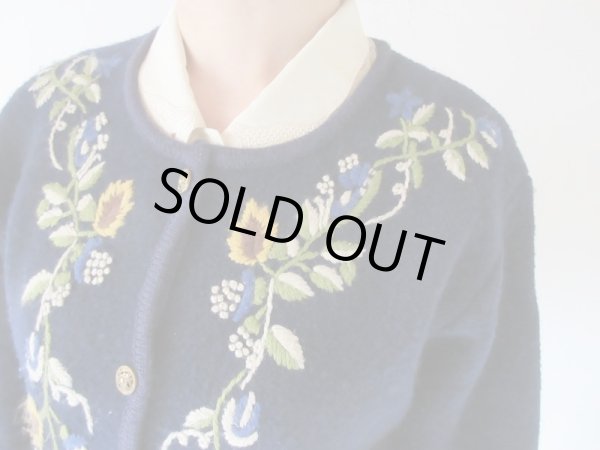 画像7: 刺繍のネイビーニットカーディガン (7)