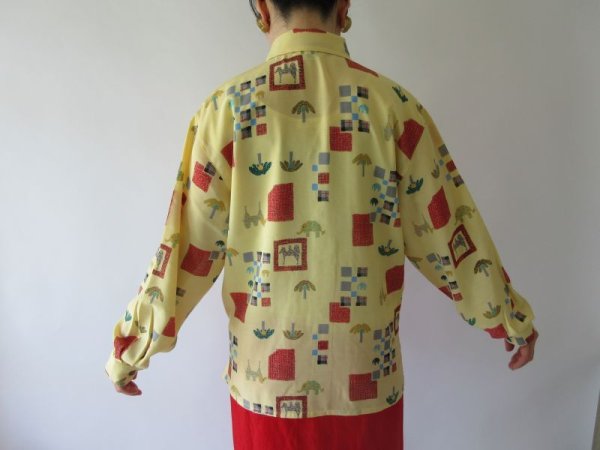 画像5: ゆったりsize*象とラクダ柄シャツ (5)