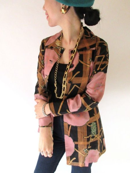 画像2: お仕立て品の1点モノ*花柄ジャケット (2)