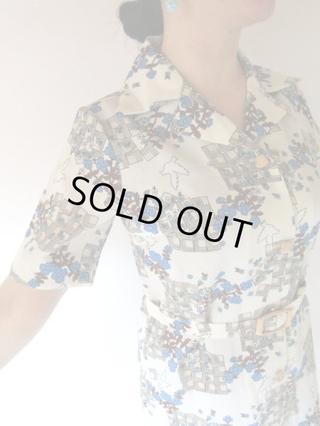 画像7: 【イヤリングと2点セット*】白い鳥とお花柄のワンピース (7)