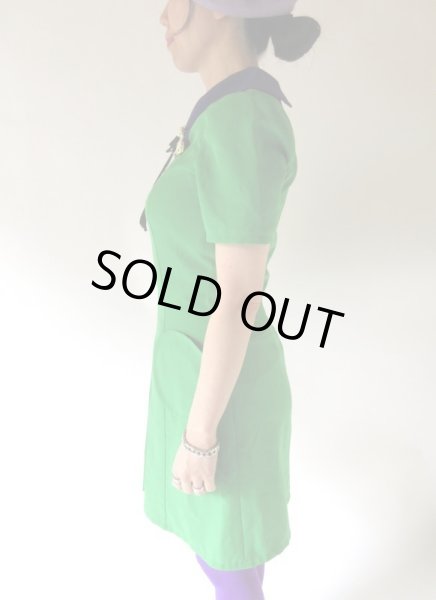 画像5: 【ブローチと2点セット*】レトロシルエットのバイカラーワンピース (5)