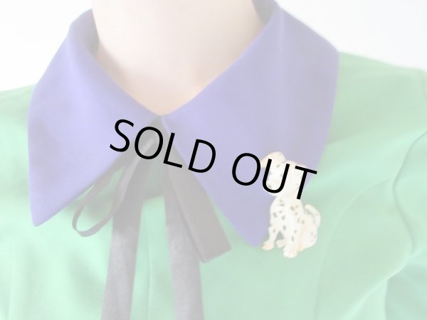 画像7: 【ブローチと2点セット*】レトロシルエットのバイカラーワンピース (7)