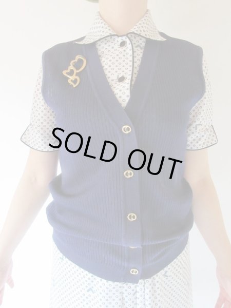 画像3: 【ブローチと2点セット*】着回し力に自信あり!シンプルネイビーベスト (3)