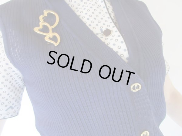 画像4: 【ブローチと2点セット*】着回し力に自信あり!シンプルネイビーベスト (4)