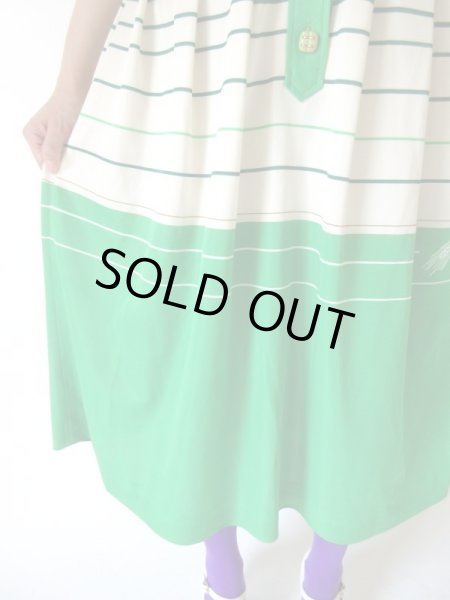 画像8: レトログリーンのボーダーワンピース (8)