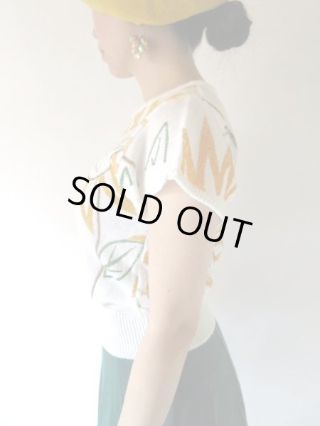 画像4: 【夏のお出かけはコレで決まり*】ひまわり柄ニット (4)