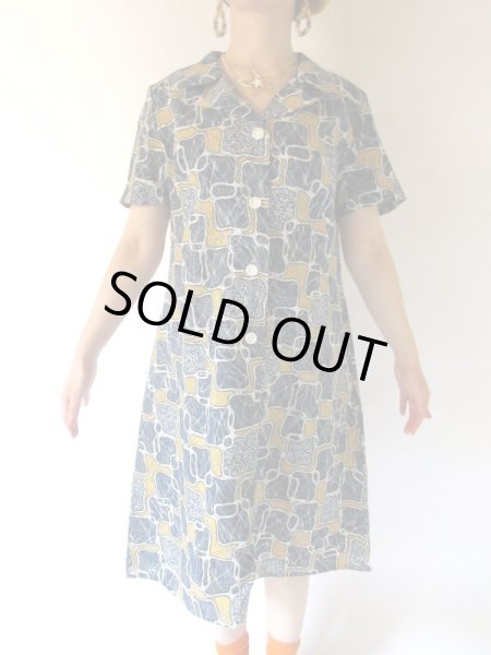 画像3: 【ノスタルジックな夏色*】幾何学柄ワンピース (3)