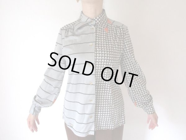 画像2: 【切り替えのデザインがオシャレ*】レトロフラワーシャツ (2)