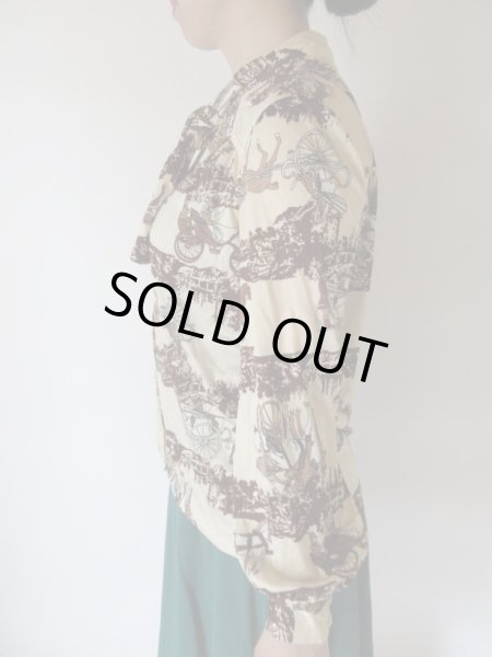 画像5: 【大人可愛くボウタイ*】貴婦人の馬車柄シャツ (5)