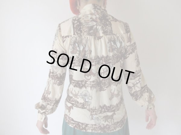 画像6: 【大人可愛くボウタイ*】貴婦人の馬車柄シャツ (6)