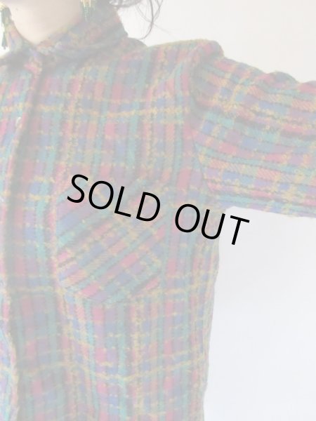 画像6: 【近くで見てほしい*】ループヤーンのチェックシャツ (6)
