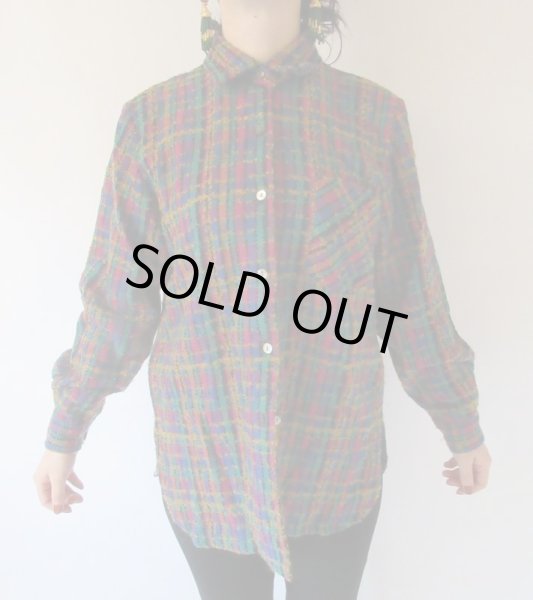 画像3: 【近くで見てほしい*】ループヤーンのチェックシャツ (3)
