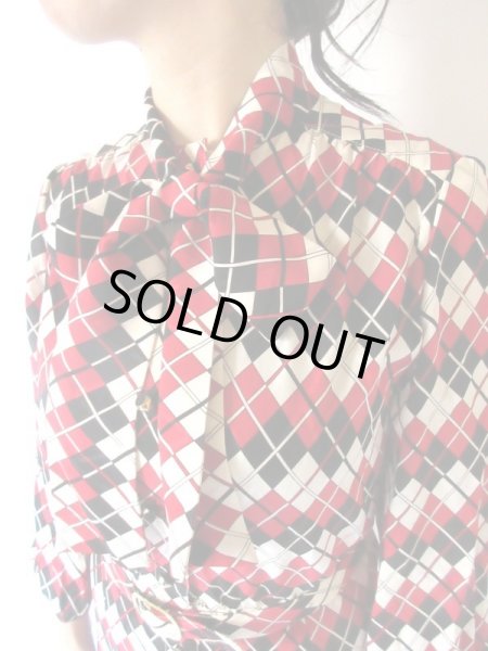 画像6: 【クラシカルで華やか*】お仕立て品*ボウタイワンピース (6)