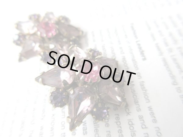 画像3: 【ドイツのvintage*】ピンク×パープルラインストーンイヤリング (3)