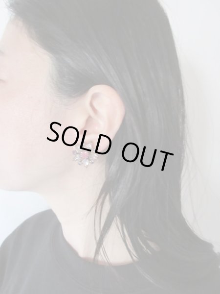 画像2: 【ドイツのvintage*】ピンク×パープルラインストーンイヤリング (2)