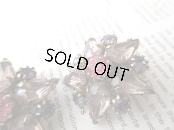 画像4: 【ドイツのvintage*】ピンク×パープルラインストーンイヤリング (4)