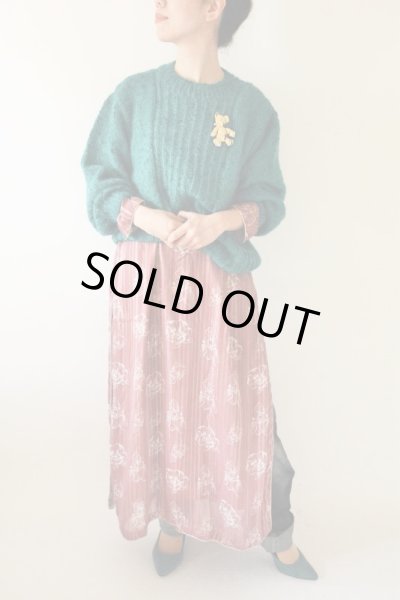 画像2: お仕立て品*異素材切り替えのマキシワンピース (2)