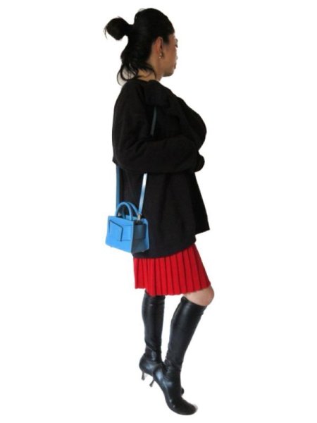 画像2: 【視線を奪う*】w60〜106cm*プリーツニットスカート (2)