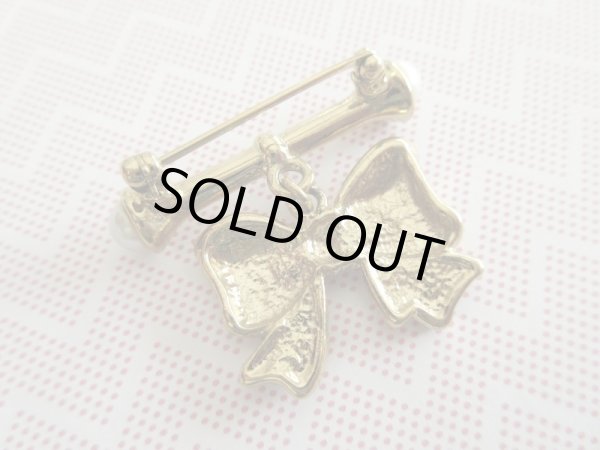 画像5: 【お行儀の良さが自慢です*】未使用*揺れるリボンブローチ (5)