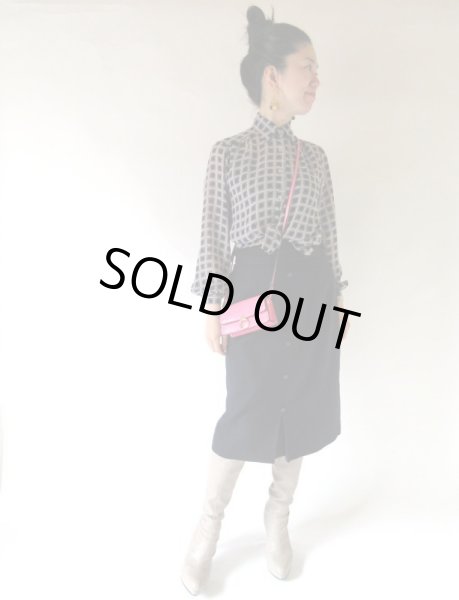 画像3: 【軽やかに大人レトロ*】シフォンのスクエア柄シャツ (3)