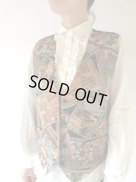 画像3: 【魅惑のゴブラン織り*】ゆったりsize*絵葉書柄ベスト (3)