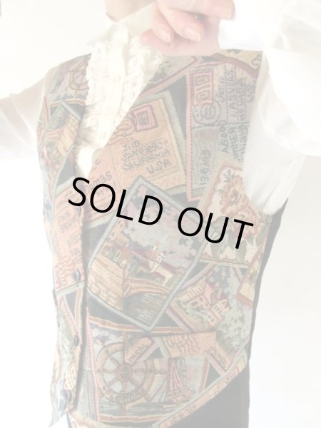 画像6: 【魅惑のゴブラン織り*】ゆったりsize*絵葉書柄ベスト (6)