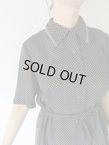 画像8: 【きりっとモノトーン*】ドットとチェーンベルト柄のワンピース (8)