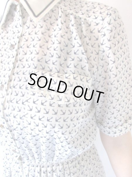 画像8: 【褪せないマリン*】二重襟のイカリ柄ワンピース (8)