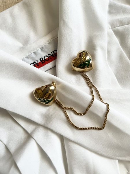 画像6: 【カジュアル使いにも*】未使用*手描き風ペイントのチェーンブローチ (6)