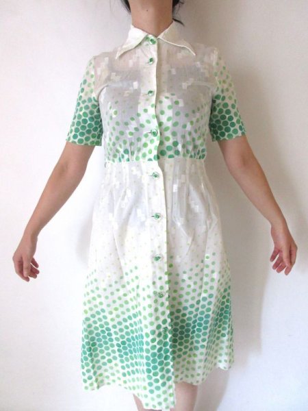 画像3: 【水玉とグリーンと*】グラデーション水玉ワンピース (3)