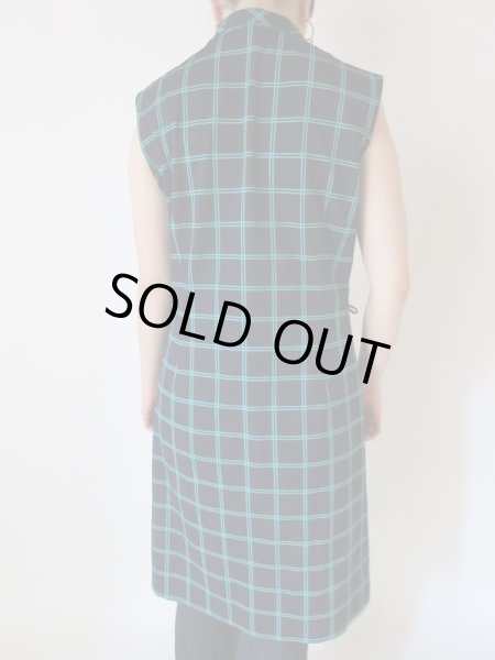 画像6: 【羽織ってジレ風にも*】ネイビー×グリーンラインワンピース (6)